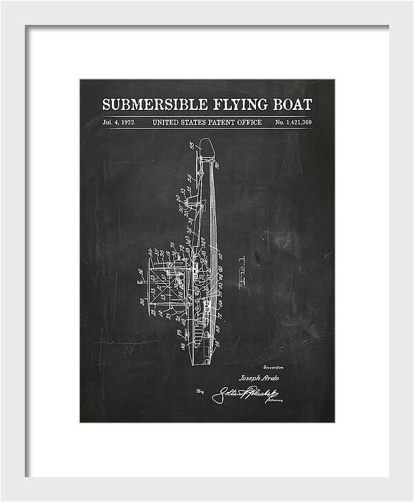 Submersible Flying Boat Chalkboard Patent Us1421369