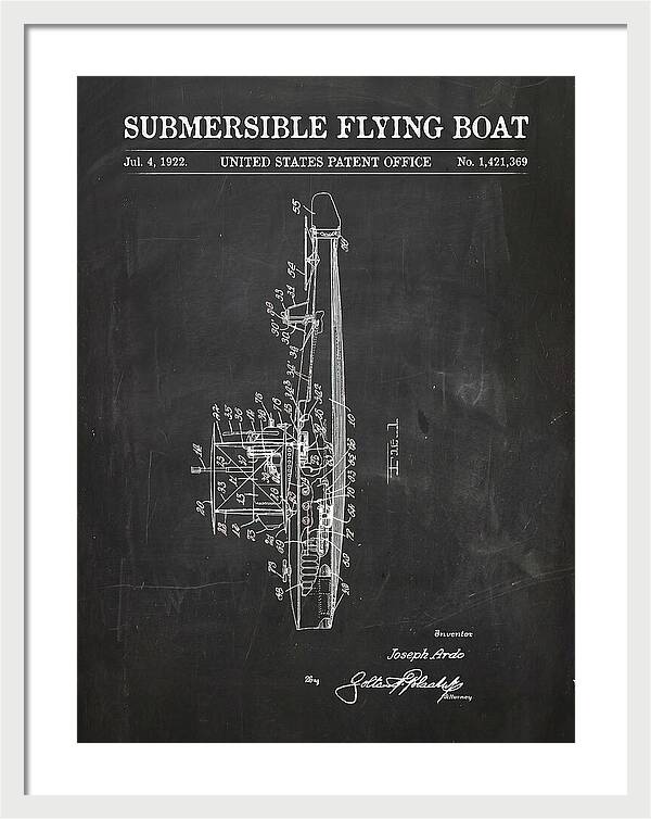 Submersible Flying Boat Chalkboard Patent Us1421369