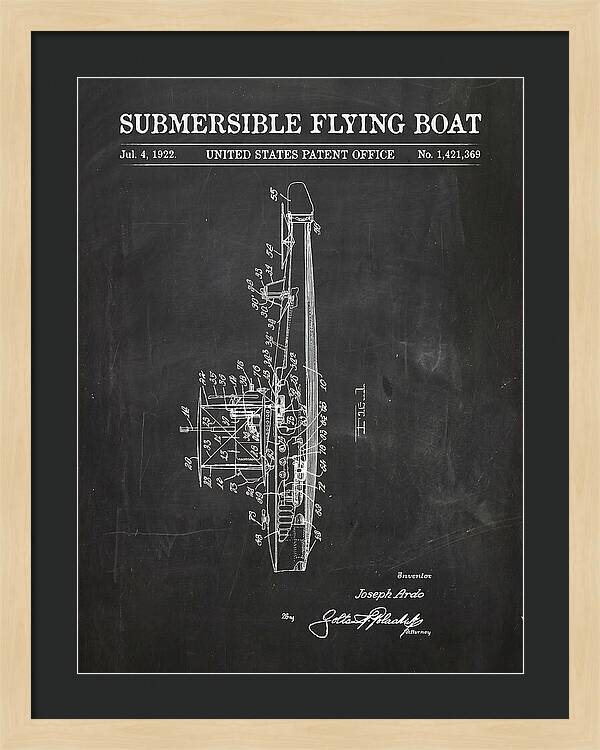 Submersible Flying Boat Chalkboard Patent Us1421369