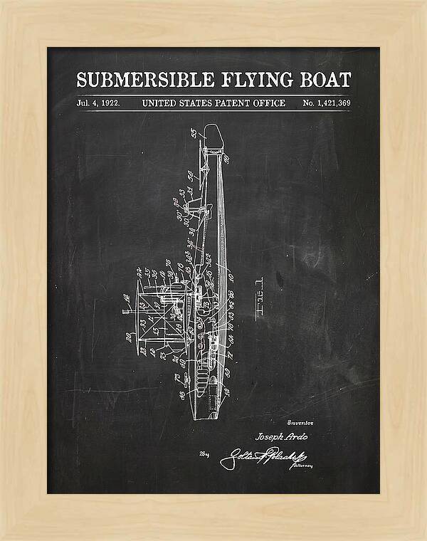 Submersible Flying Boat Chalkboard Patent Us1421369