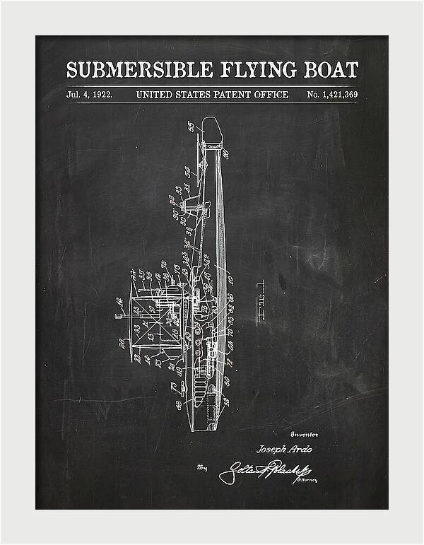Submersible Flying Boat Chalkboard Patent Us1421369