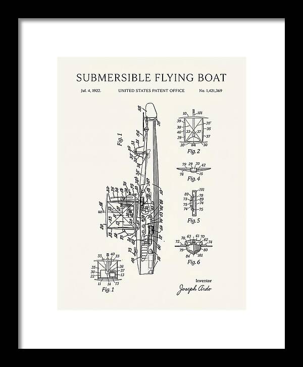 Submersible Flying Boat Minimalist Patent Us1421369