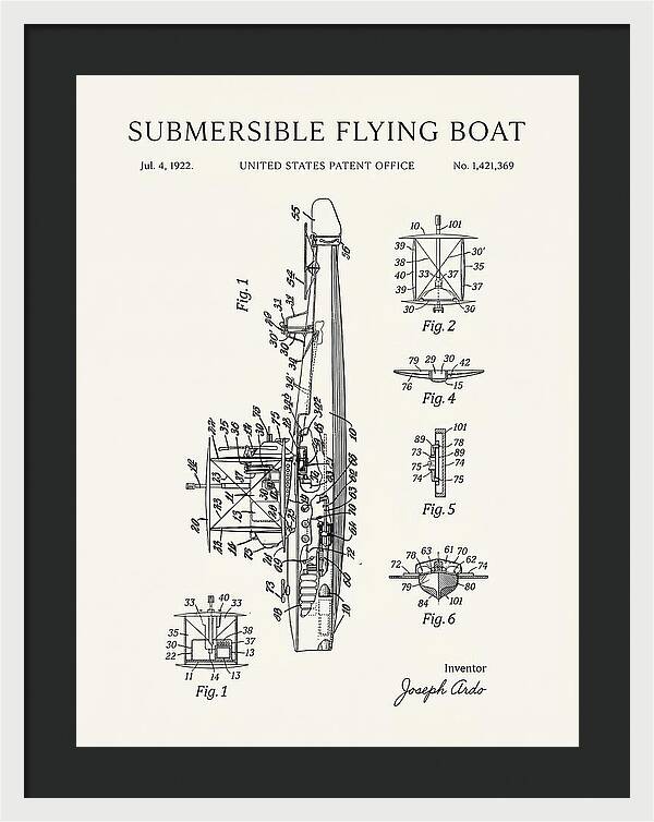 Submersible Flying Boat Minimalist Patent Us1421369