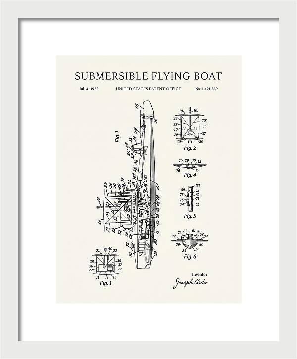Submersible Flying Boat Minimalist Patent Us1421369