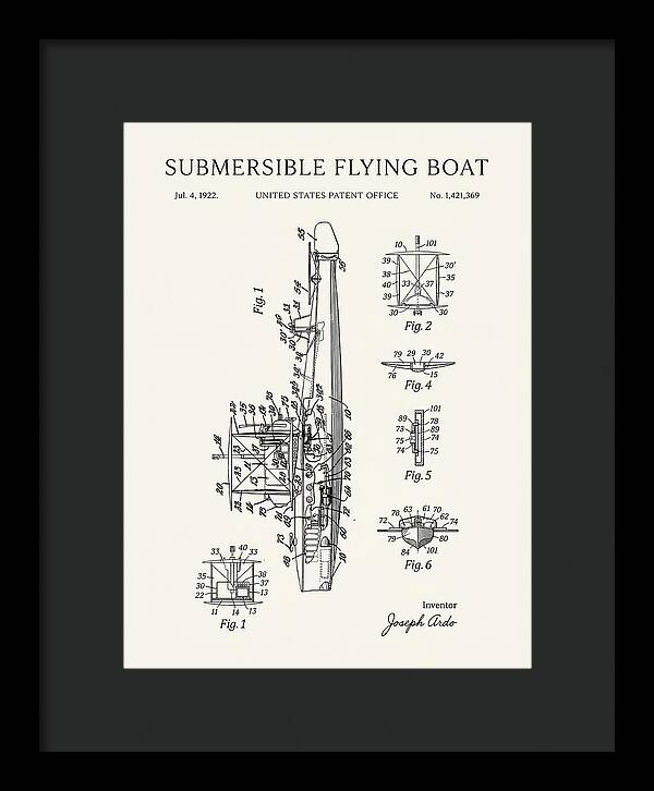 Submersible Flying Boat Minimalist Patent Us1421369