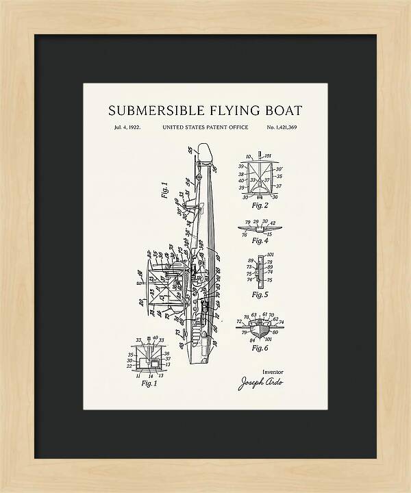 Submersible Flying Boat Minimalist Patent Us1421369