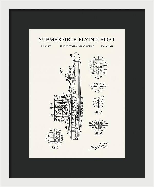 Submersible Flying Boat Minimalist Patent Us1421369