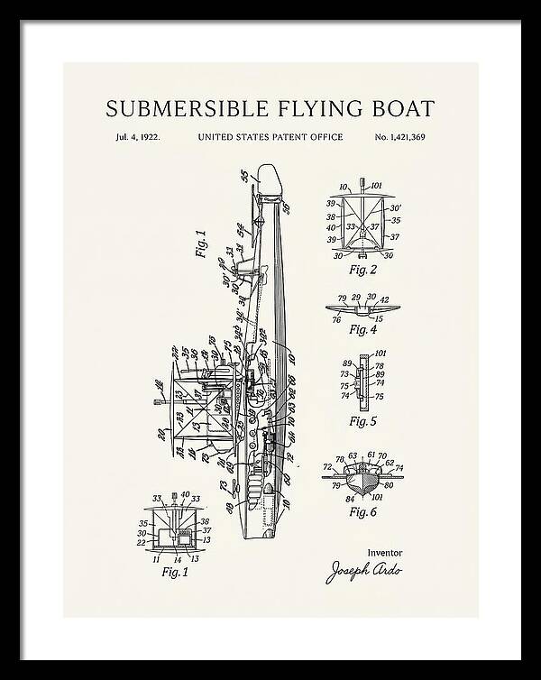 Submersible Flying Boat Minimalist Patent Us1421369