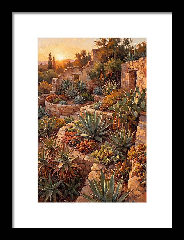 Succulent Garden At Sunset