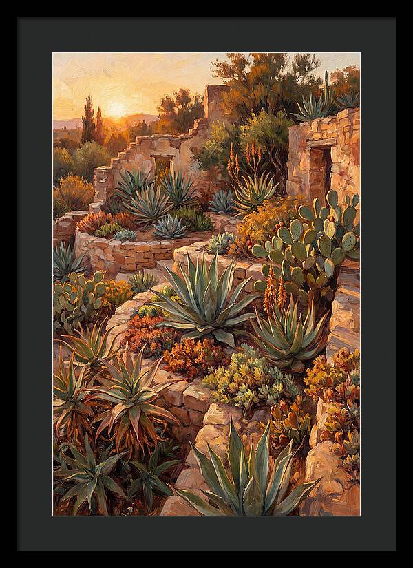 Succulent Garden At Sunset