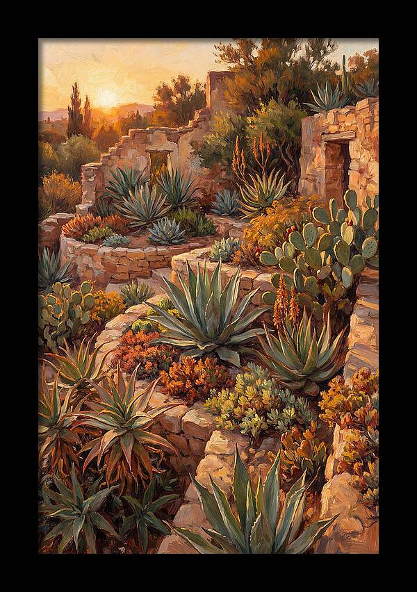 Succulent Garden At Sunset