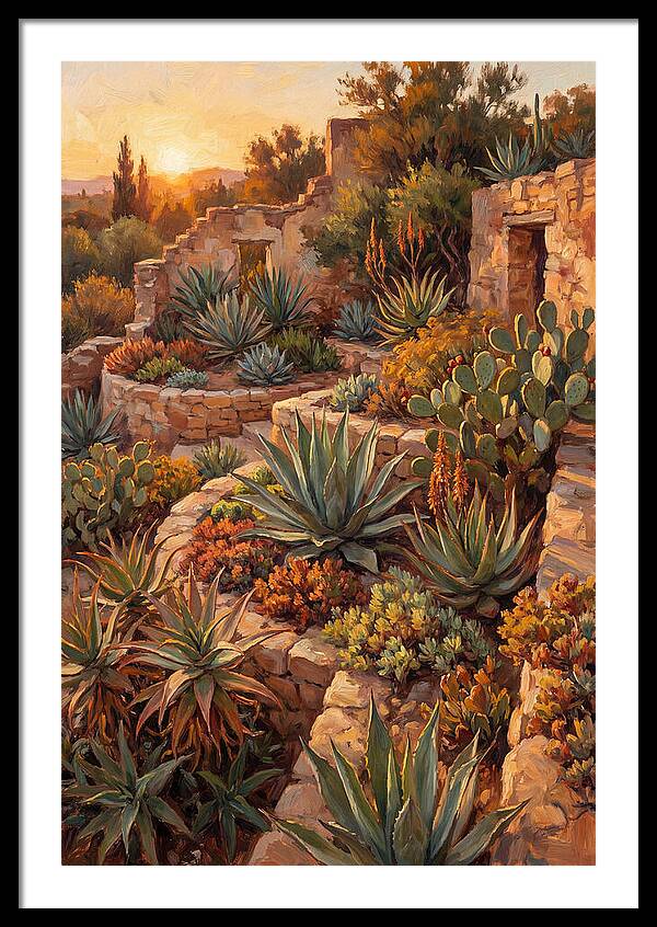 Succulent Garden At Sunset