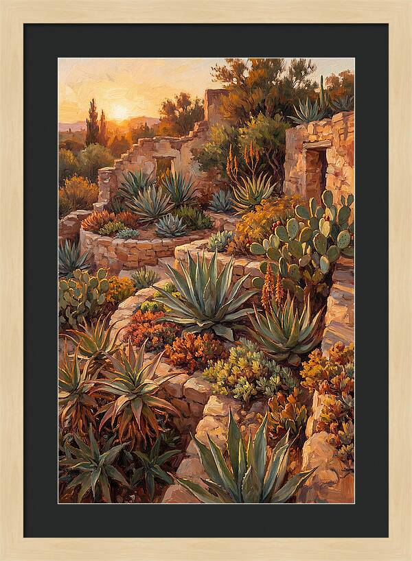Succulent Garden At Sunset