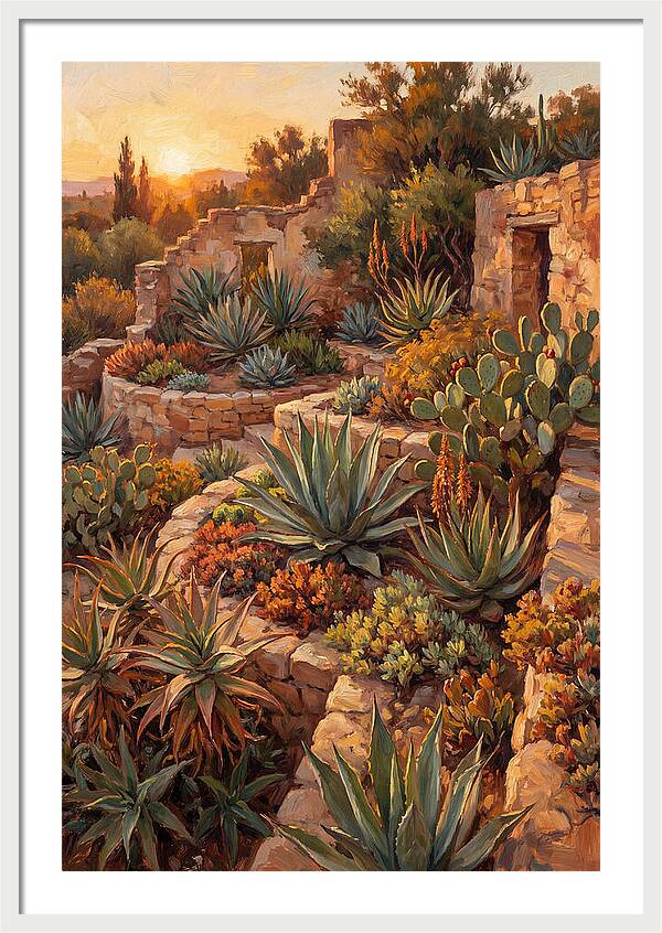 Succulent Garden At Sunset