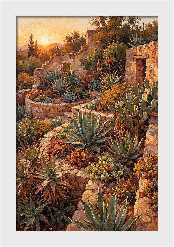 Succulent Garden At Sunset