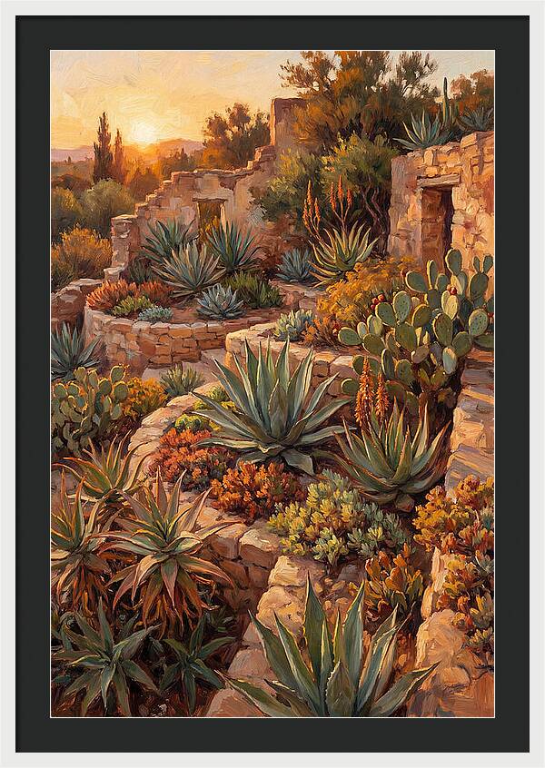Succulent Garden At Sunset