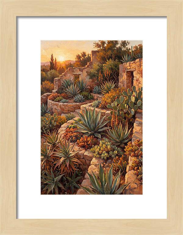 Succulent Garden At Sunset