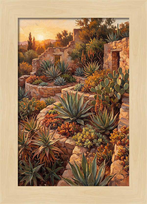 Succulent Garden At Sunset