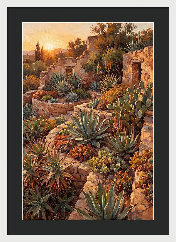 Succulent Garden At Sunset