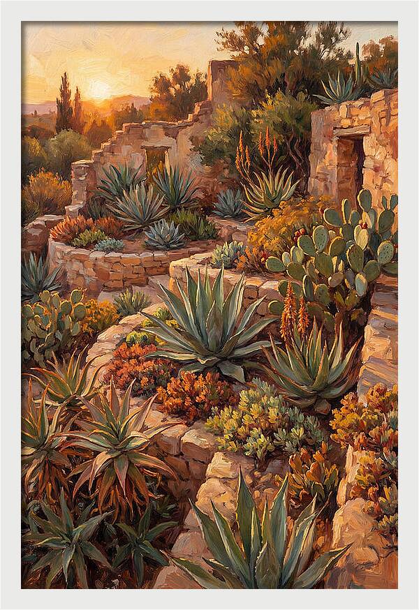Succulent Garden At Sunset