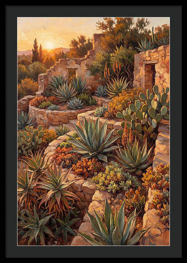 Succulent Garden At Sunset
