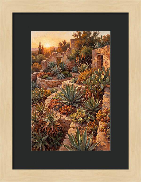 Succulent Garden At Sunset