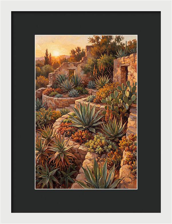 Succulent Garden At Sunset