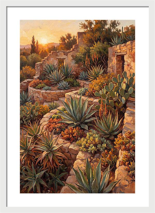 Succulent Garden At Sunset