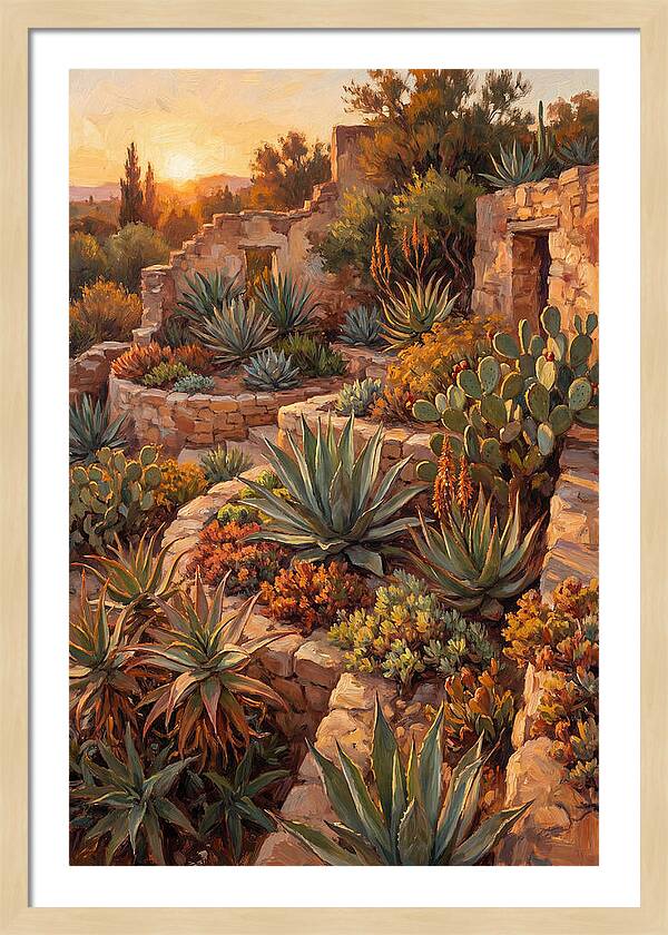 Succulent Garden At Sunset