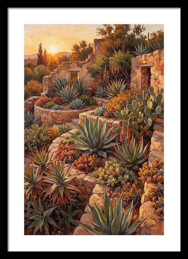 Succulent Garden At Sunset