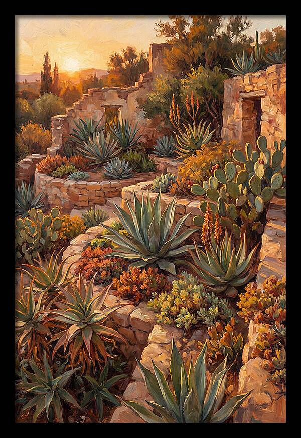 Succulent Garden At Sunset