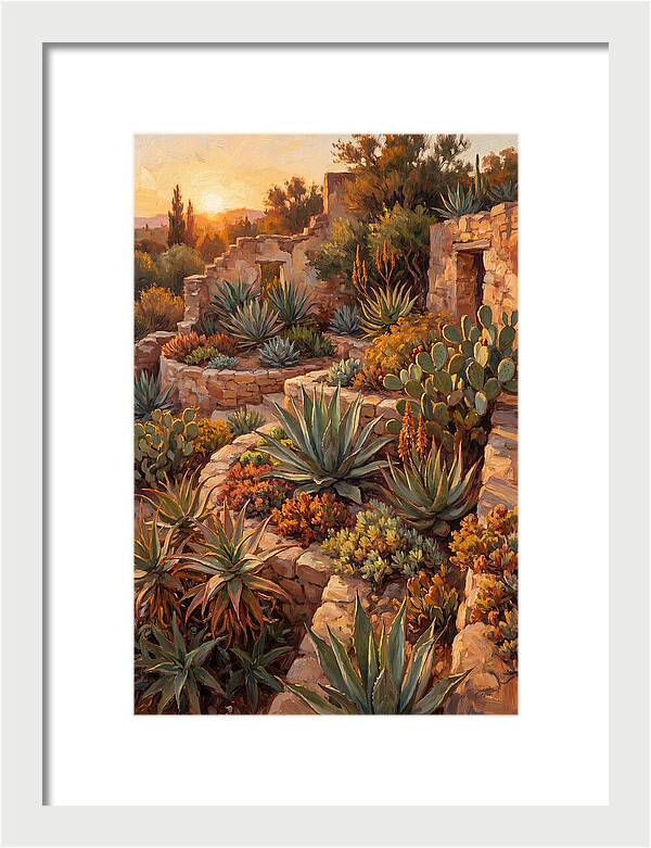 Succulent Garden At Sunset