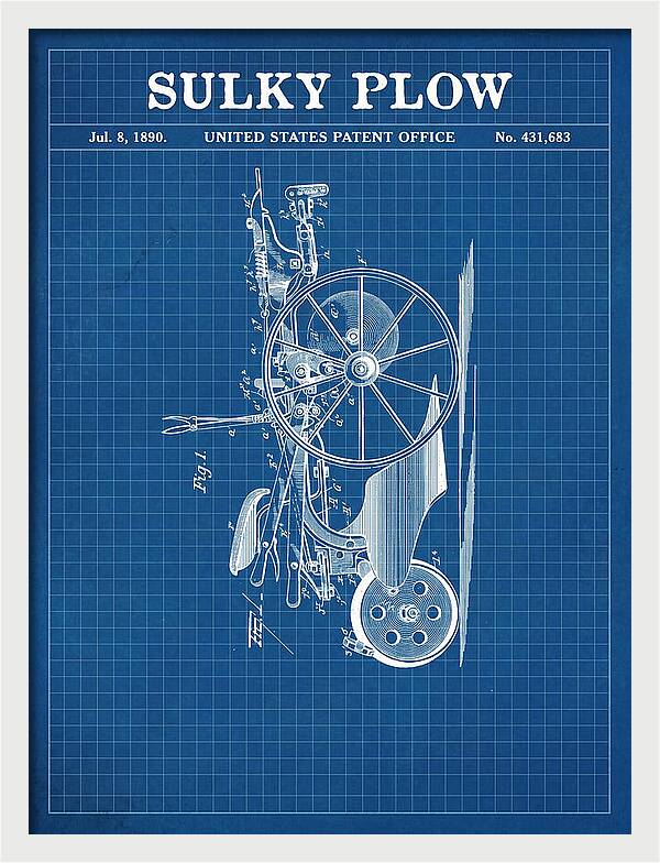 Sulky Plow Blueprint Patent Us431683a