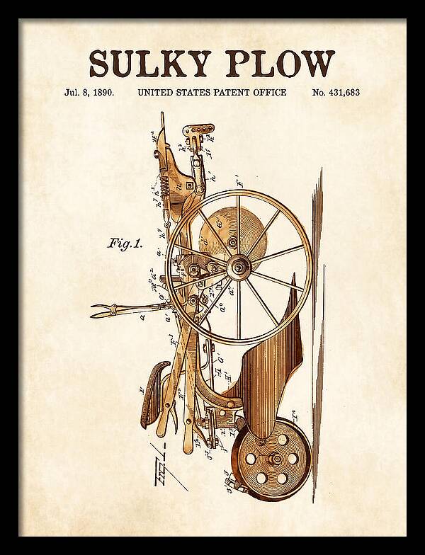 Sulky Plow Watercolor Patent Us431683a