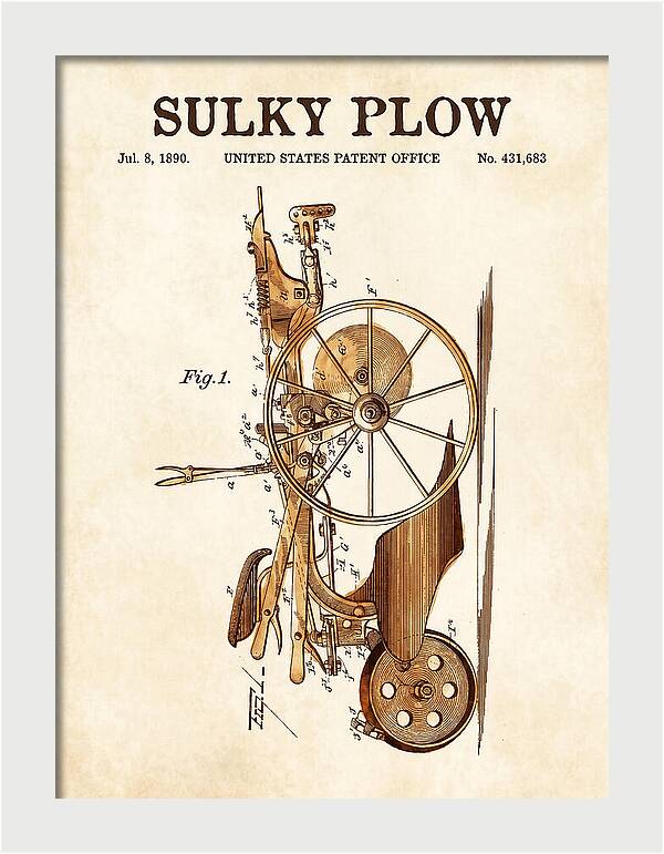 Sulky Plow Watercolor Patent Us431683a