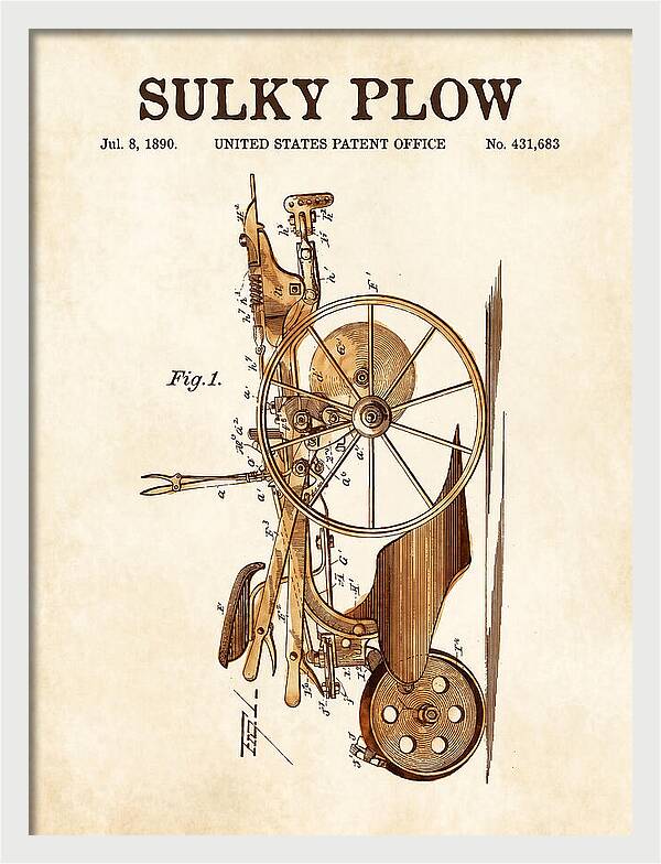 Sulky Plow Watercolor Patent Us431683a