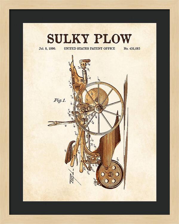 Sulky Plow Watercolor Patent Us431683a