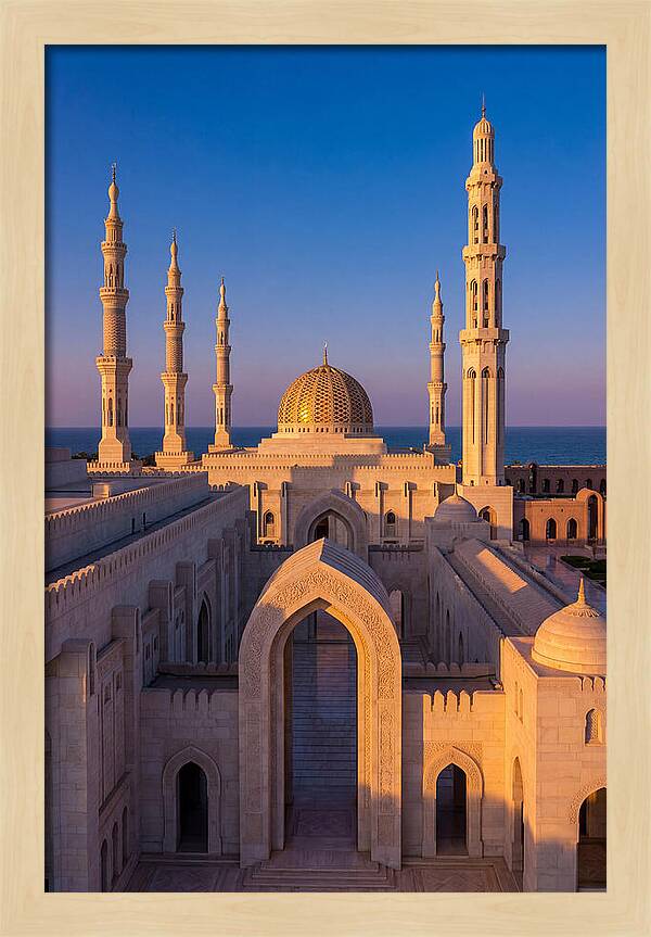 Sultan Qaboos Grand Mosque At Dusk