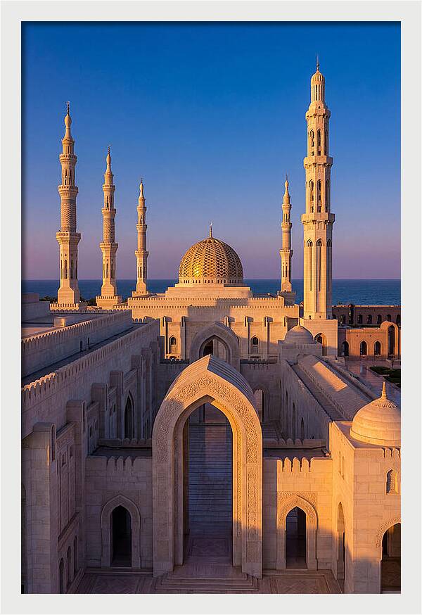 Sultan Qaboos Grand Mosque At Dusk