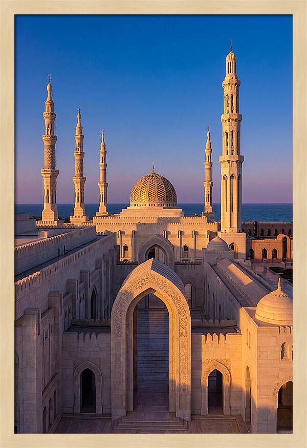 Sultan Qaboos Grand Mosque At Dusk