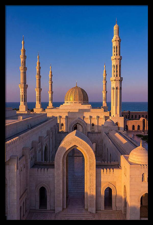 Sultan Qaboos Grand Mosque At Dusk