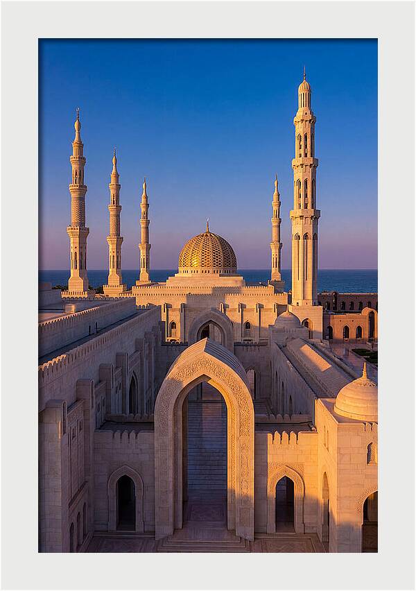 Sultan Qaboos Grand Mosque At Dusk