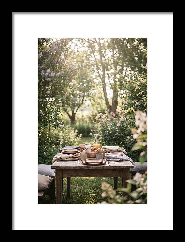 Summer Breakfast Table In Garden
