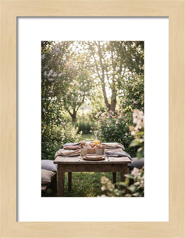Summer Breakfast Table In Garden