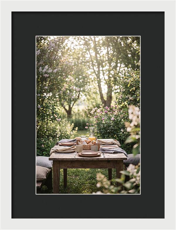 Summer Breakfast Table In Garden
