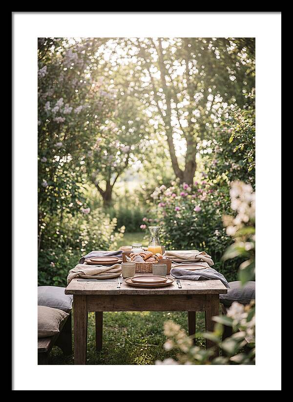 Summer Breakfast Table In Garden