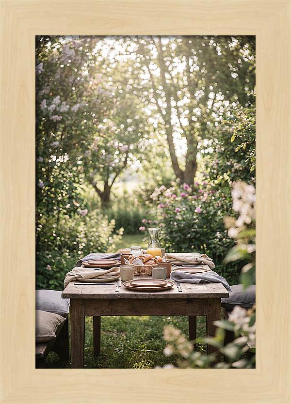 Summer Breakfast Table In Garden