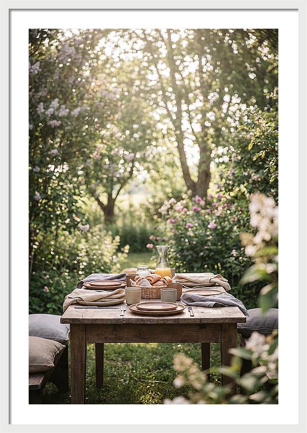 Summer Breakfast Table In Garden