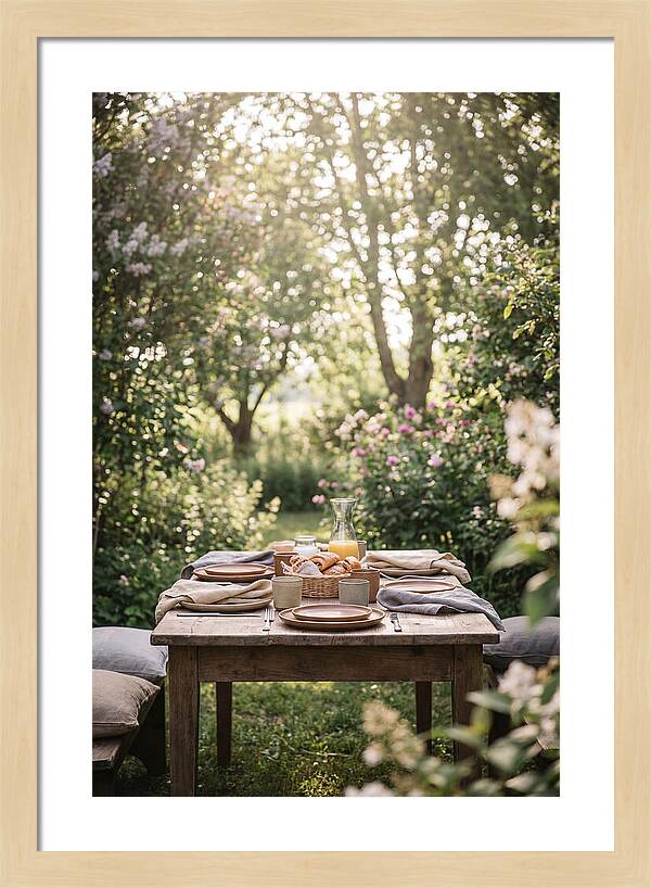 Summer Breakfast Table In Garden