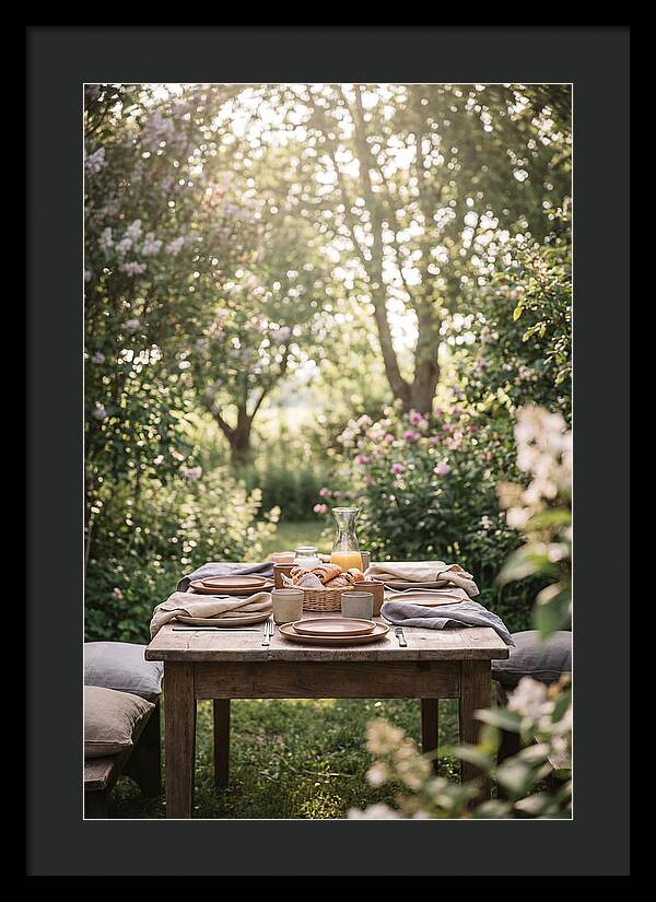Summer Breakfast Table In Garden